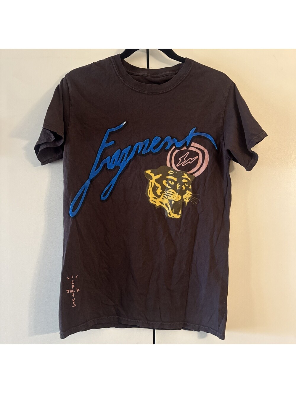 Travis Scott x Fragment Design Icons Tee Shirt Brown Yellow Tiger Size Small